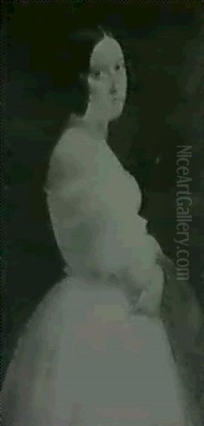 Portrait De Jeune Femme En Robe Blanche - view 1