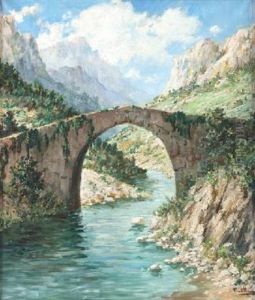 Puente Con Rio by Miguel Pradilla Gonzalez