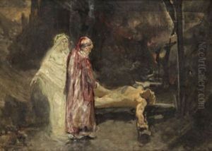 Virgen Maria Y San Juan Ante El Crucificado by Francisco Pradilla y Ortiz