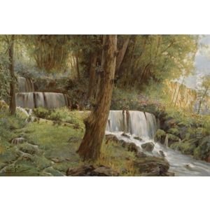 Cascada De Los Fresnos - Waterfall At Los Fresnos by Francisco Pradilla y Ortiz
