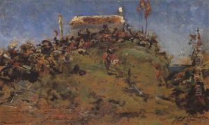 Eine Messe Unter Friem Himmel (romeria) In Guia, Vigo, Nordwestspanien by Francisco Pradilla y Ortiz