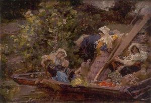 Las Tres Gracias Rusticas by Francisco Pradilla y Ortiz