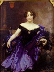 Retrato De Dama, Sentada, Vestida De Negro Con Capa Azul by Francisco Pradilla y Ortiz