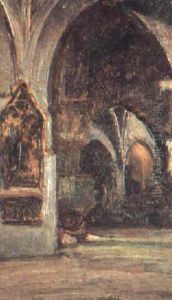 Interior De Iglesia by Francisco Pradilla y Ortiz