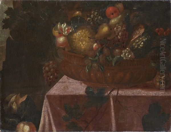 Nature Morte A La Coupe De Fruits Sur Un Entablement - view 1