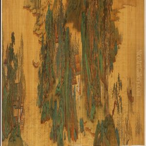 Chinese Handscroll Depicting Landscape With Houses, Boats And Figures by Zhao Boju
