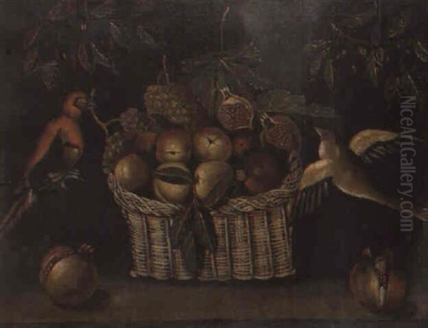 Cesta De Frutas Con Pajaros - view 1