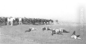 Tsarist Cavalry Officers At Rest by Ivan Pranishnikov