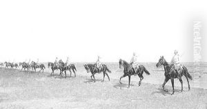 Tsarist Cavalry Officers On Manoeuvres by Ivan Pranishnikov