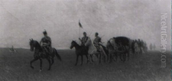 Mounted Cavalry And Covered Wagons - view 1