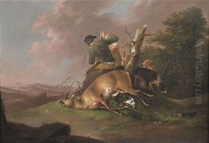 Rastender Jager Mit Hunden Und Jagdbeute by Wenzel Ignaz Prasch