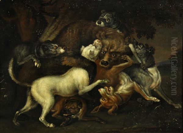 Hounds Attacking A Bear - view 1