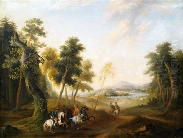 Weite Flusslandschaften Mit Panduren In Der Nahe Ihres Lagers (pair) - view 1