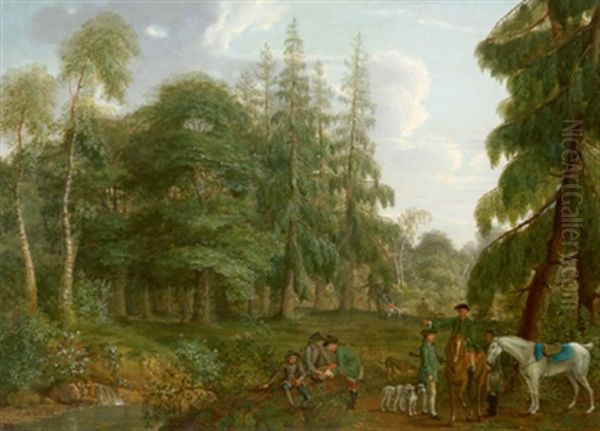 Jagdgesellschaft In Einer Waldlandschaft - view 1