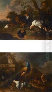 Volatiles Dans Un Parc (+ Another, Similar; Pair) by Wenzel Ignaz Prasch