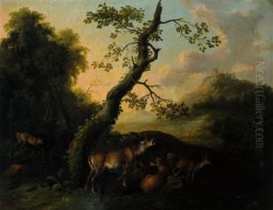 Waldlandschaft Mit Einem Hirschrudel by Wenzel Ignaz Prasch