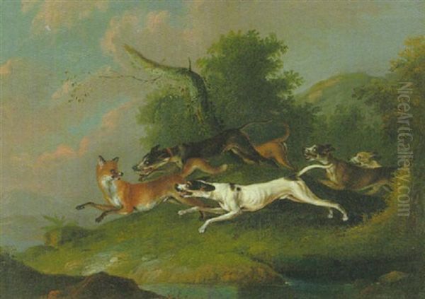 Hundemeute, Einen Fuchs Jagend - view 1