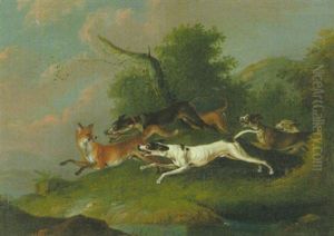 Hundemeute, Einen Fuchs Jagend by Wenzel Ignaz Prasch
