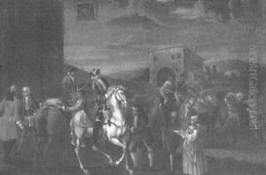 Herrschaftliche Reiter Vor Den Toren Einer Stadt Herrschaftliche Reiter Vor Den Toren Einer Stadt