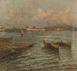 Escena De Costa Con Pescadores by Attilio Pratella