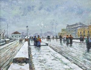 Nevicata Sul Ponte Della Maddalena by Attilio Pratella