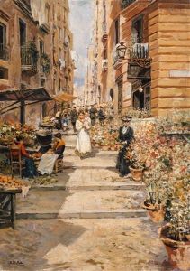 The Chiaia Steps In Naples (i Gradoni Di Chiaia) by Attilio Pratella