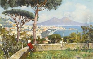 The Bay Of Naples, Seen From The Tomb Of Virgil by Attilio Pratella
