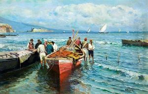 Pescatori E Barche A Riva by Attilio Pratella