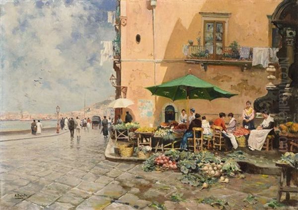 A Vegetable Stall By The Gulf Of Naples by Attilio Pratella