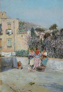 Popolane In Terrazza by Attilio Pratella