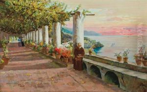 A View On The Amalfi Coast by Attilio Pratella