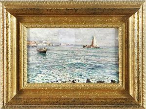 Veduta Marina Con Barca A Vela by Attilio Pratella