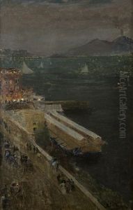 Il Golfo Di Napoli All"imbrunire by Attilio Pratella