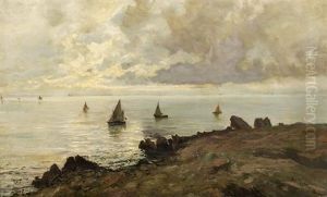 Fischerboote In Der Bucht Von Neapel by Attilio Pratella