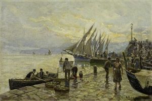 Neapel. Im Hafen Von Mergellina by Attilio Pratella