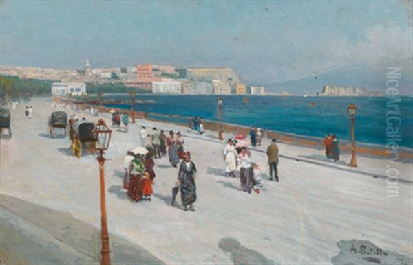 Promenade In Neapel Mit Blick Auf Den Vesuv - view 1
