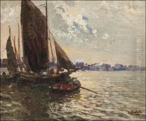 Satamasta (harbour Scene) by Attilio Pratella