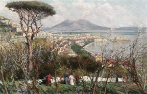 In Der Bucht Von Neapel Mit Blick Auf Den Vesuv by Attilio Pratella