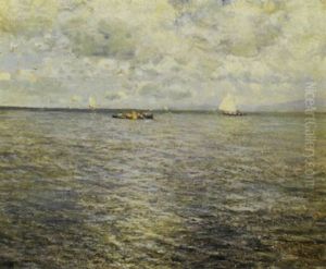 Marina Con Barche E Pescatori by Attilio Pratella