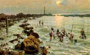 Gathering Mussels, Napoli by Attilio Pratella