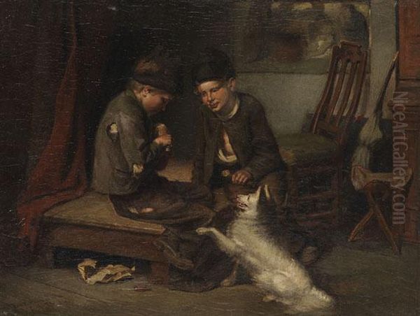 Zwei Jungen Mit Spitz - view 1