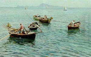 La Baia Di Napoli Con Capri by Attilio Pratella