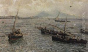 Veduta Del Golfo Di Napoli Da Mergellina by Attilio Pratella