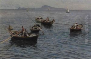 La Baia Di Napoli Con Capri by Attilio Pratella