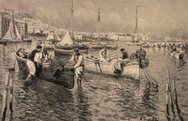 Marina Napoletana Con Barche E Pescatori - view 1