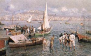 A View Of Naples From The Sea by Attilio Pratella