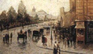A Street Scene In Naples by Attilio Pratella