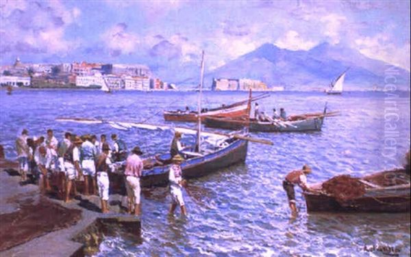 Marina Napoletana Con Barche E Pescatori - view 1