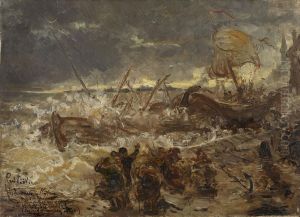 Hochwasser Und Orkan Auf Dem Rhein by Karl Boker