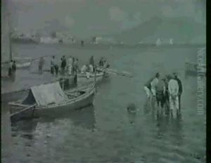 Neapolitan Fishing Scene by Attilio Pratella